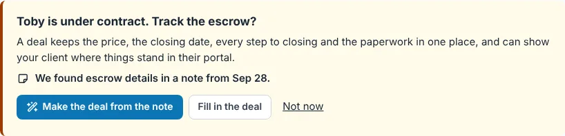 Track the escrow? on a client under contract
