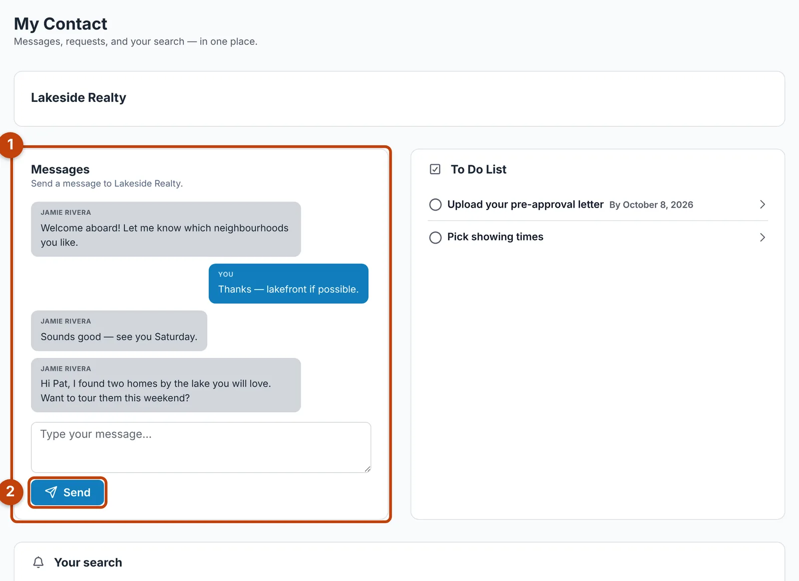 The My Contact page in the client portal